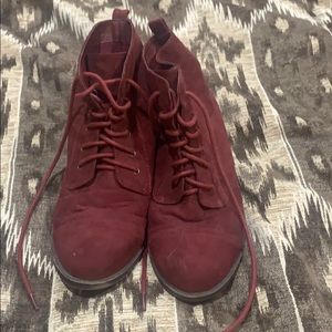 Red combat boots